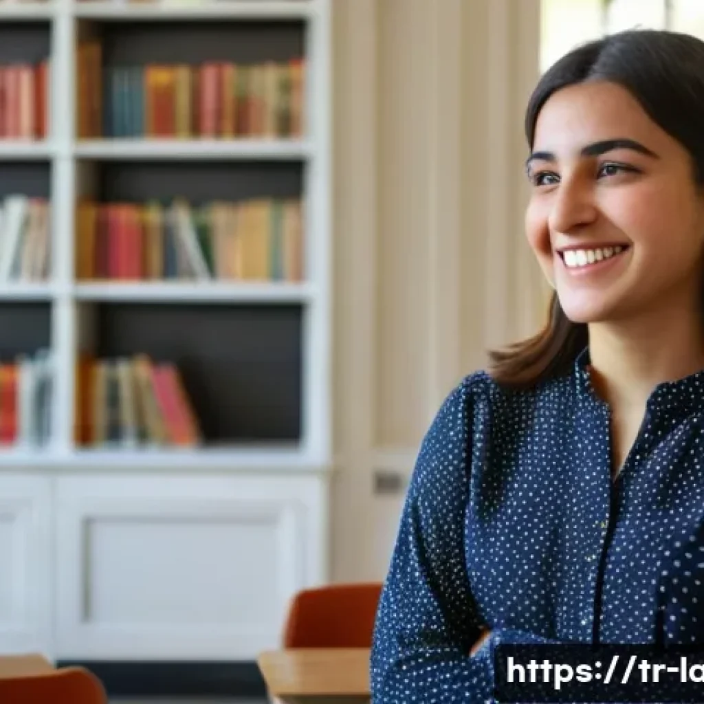 프랑스어 및 독일어 학습에서의 발음 연습 중요성 - **Prompt:** A young Turkish woman, early 20s, wearing a stylish yet modest patterned blouse and dark...