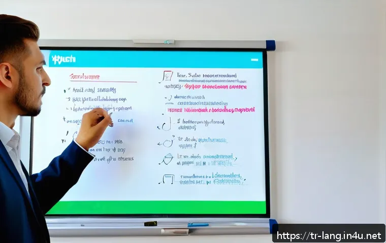 독일어 시험 필수 문법 정리 - A detailed classroom scene showing a Turkish adult language learner attentively studying German gram...